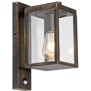 Qazqa Antique Gold Industrial Outdoor Wall Light with Motion Sensor - Charlois Qazqa Antique Gold Industrial Outdoor Wall Light with Motion Sensor - Charlois
