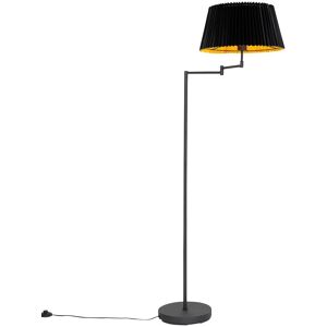 QAZQA Black Classic Floor Lamp with Folded Shade & Adjustable Arm - Interior Elegance QAZQA Black Classic Floor Lamp with Folded Shade & Adjustable Arm - Interior Elegance