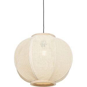 Qazqa - Adjustable White Fabric Pendant Lamp - Round 48cm - E27 Max 60W Qazqa - Adjustable White Fabric Pendant Lamp - Round 48cm - E27 Max 60W