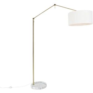 Qazqa Modern Gold Floor Lamp with White Shade - Adjustable 50cm Qazqa Modern Gold Floor Lamp with White Shade - Adjustable 50cm