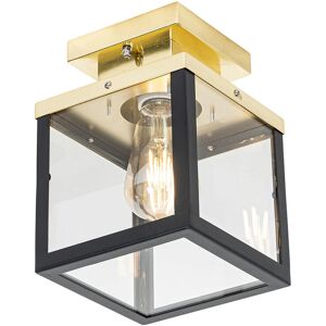 Qazqa Black & Gold Outdoor Industrial Ceiling Light - Rotterdam Qazqa Black & Gold Outdoor Industrial Ceiling Light - Rotterdam