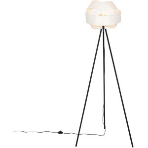 Qazqa Modern Floor Lamp Black and White Fabric - E27, 40W Qazqa Modern Floor Lamp Black and White Fabric - E27, 40W