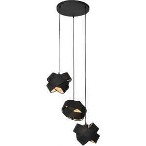 Qazqa Modern Pendant Lamp Black 3 Lights Textile/Steel - Suitable for LED Qazqa Modern Pendant Lamp Black 3 Lights Textile/Steel - Suitable for LED