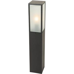 QAZQA Lámpara de pie exterior negra con cristal acanalado - 80cm IP44 QAZQA Lámpara de pie exterior negra con cristal acanalado - 80cm IP44