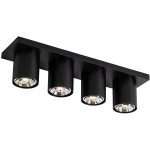 Qazqa Modern Ceiling Spotlight 4 Lights - Aluminum Tube Black Qazqa Modern Ceiling Spotlight 4 Lights - Aluminum Tube Black