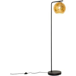 Lámpara de pie negra y dorada - Diseño moderno Qazqa Lámpara de pie negra y dorada - Diseño moderno Qazqa