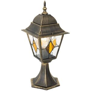 QAZQA Gartenlampenpfahl Antigua - Klassisch - Aluminium, Glas - Bronze - Quadratisch QAZQA Gartenlampenpfahl Antigua - Klassisch - Aluminium, Glas - Bronze - Quadratisch