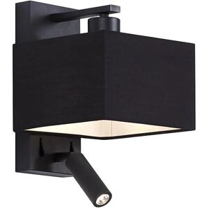 Lámpara de Pared Negra Cuadrada Moderna con Luz de Lectura - Puglia Lámpara de Pared Negra Cuadrada Moderna con Luz de Lectura - Puglia