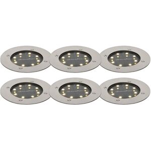 Qazqa Moderno Garden Spotlights Set of 6 Aluminum/Steel IP65 Solar Qazqa Moderno Garden Spotlights Set of 6 Aluminum/Steel IP65 Solar