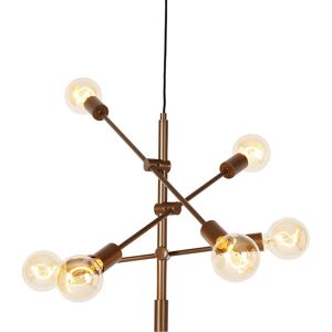 Qazqa Lámpara colgante industrial bronce oscuro 6 luces - Sydney - Adecuado para LED Max 6 x 40W Qazqa Lámpara colgante industrial bronce oscuro 6 luces - Sydney - Adecuado para LED Max 6 x 40W