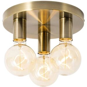 Qazqa Modern Round Bronze Ceiling Lamp - Steel, 3 x 40W Qazqa Modern Round Bronze Ceiling Lamp - Steel, 3 x 40W