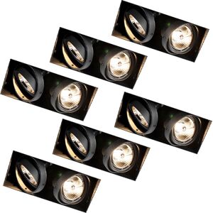 QAZQA Set of 6 recessed spots black GU10 AR70 trimless 2 lights QAZQA Set of 6 recessed spots black GU10 AR70 trimless 2 lights