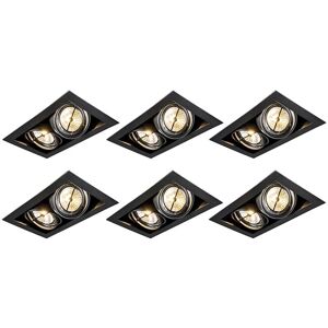 Qazqa - Stylish 6-Piece Black AR111 Adjustable Recessed Spotlights - Suitable for LED Qazqa - Stylish 6-Piece Black AR111 Adjustable Recessed Spotlights - Suitable for LED