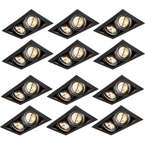 Conjunto de 12 focos empotrables ajustables AR111 negros - 2 luces Conjunto de 12 focos empotrables ajustables AR111 negros - 2 luces