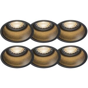 Set de 6 focos empotrados negros en aluminio - Qazqa Set de 6 focos empotrados negros en aluminio - Qazqa