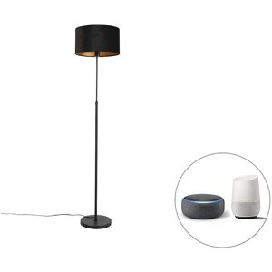 QAZQA Black Velour Floor Lamp with Smart Control - Floor Lamp QAZQA Black Velour Floor Lamp with Smart Control - Floor Lamp