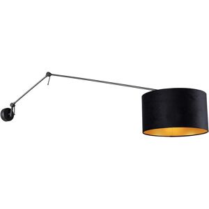 QAZQA Black Wall Lamp Velvet Shade Adjustable - Interior Light QAZQA Black Wall Lamp Velvet Shade Adjustable - Interior Light