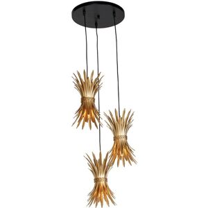 Qazqa Art Deco Pendant Light 3 Lights - Wesley Gold Qazqa Art Deco Pendant Light 3 Lights - Wesley Gold