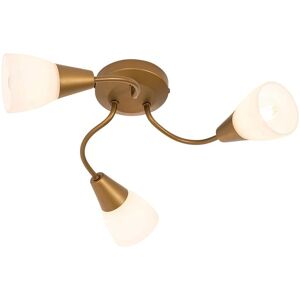 QAZQA Ceiling Light - Classic - Steel, Glass - Gold - 3xWatt - Ceiling Lamp QAZQA Ceiling Light - Classic - Steel, Glass - Gold - 3xWatt - Ceiling Lamp