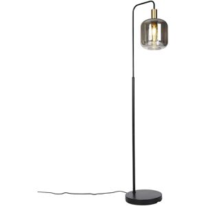 Qazqa Zuzanna Smart Black Glass Steel Floor Lamp - E27 - 806 lm Qazqa Zuzanna Smart Black Glass Steel Floor Lamp - E27 - 806 lm