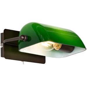 QAZQA Classic/Antique Notary Wall Light Dark Bronze Green Glass - Banker QAZQA Classic/Antique Notary Wall Light Dark Bronze Green Glass - Banker