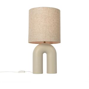 Qazqa Beige Scandinavian Table Lamp - Linen Shade - Max 40W Qazqa Beige Scandinavian Table Lamp - Linen Shade - Max 40W