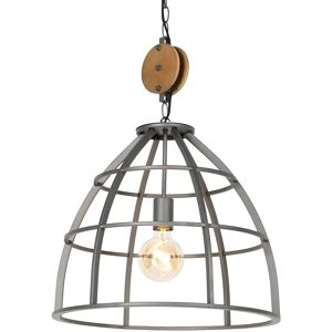 QAZQA Industrial Pendant Lamp Dark Gray Wood WiFi G95 - Arthur QAZQA Industrial Pendant Lamp Dark Gray Wood WiFi G95 - Arthur
