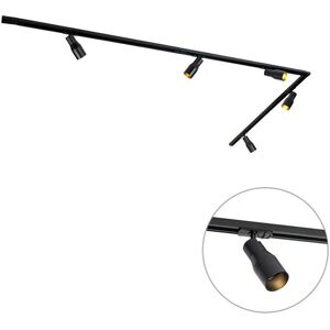 Qazqa Modern Track Lighting System with 5 Black Spotlights - Suitable for LED Qazqa Modern Track Lighting System with 5 Black Spotlights - Suitable for LED