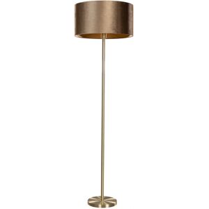 QAZQA Lámpara de pie de latón con pantalla de terciopelo - 50cm - E27 - IP20 QAZQA Lámpara de pie de latón con pantalla de terciopelo - 50cm - E27 - IP20