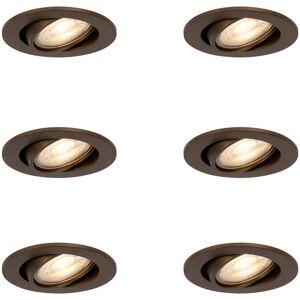 Qazqa - Modern Recessed Spotlights Set - Adjustable - Aluminum - Bronze Dark - 6 Spots - LED Compatible Qazqa - Modern Recessed Spotlights Set - Adjustable - Aluminum - Bronze Dark - 6 Spots - LED Compatible