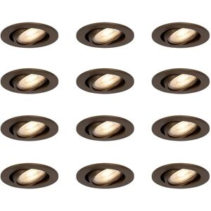 Qazqa Modern Recessed Spotlights Set - 12 Dark Bronze GU10 Qazqa Modern Recessed Spotlights Set - 12 Dark Bronze GU10