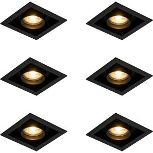 Qazqa Juego de 6 focos empotrables ajustables negros - Modernos luces de techo Qazqa Juego de 6 focos empotrables ajustables negros - Modernos luces de techo