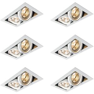 Qazqa Recessed Spotlight 6 Pack White Adjustable Dual Lights - Suitable for LED 50W Qazqa Recessed Spotlight 6 Pack White Adjustable Dual Lights - Suitable for LED 50W