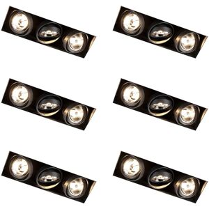 Qazqa - Set of 6 Black Adjustable Recessed Spotlights - GU10 AR70 - Minimalist Ceiling Lights Qazqa - Set of 6 Black Adjustable Recessed Spotlights - GU10 AR70 - Minimalist Ceiling Lights