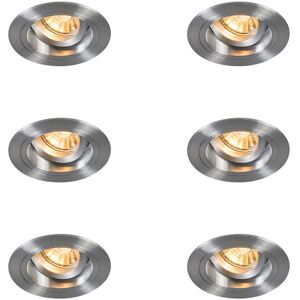 Qazqa - Adjustable 6 Pack Aluminum Recessed Spotlights - Suitable for LED - Modern Design Qazqa - Adjustable 6 Pack Aluminum Recessed Spotlights - Suitable for LED - Modern Design