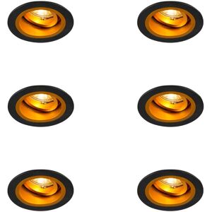 QAZQA Brand Chuck 6-Pack Black and Gold Recessed Spotlights QAZQA Brand Chuck 6-Pack Black and Gold Recessed Spotlights