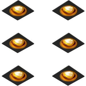 Qazqa - Adjustable Black and Gold Recessed Spotlights - 6 pcs Qazqa - Adjustable Black and Gold Recessed Spotlights - 6 pcs