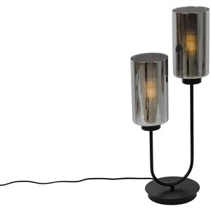 QAZQA Laura Smart Black Table Lamp with Frosted Glass 2 Lights WiFi QAZQA Laura Smart Black Table Lamp with Frosted Glass 2 Lights WiFi