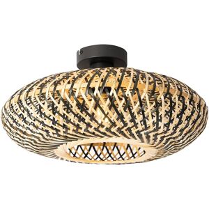 Lámpara de Techo Inteligente de Bambú Negro Qazqa - 40cm - Interior Lámpara de Techo Inteligente de Bambú Negro Qazqa - 40cm - Interior
