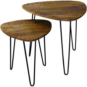 Kick Collection Daan Mango Driehoek Salontafel Set - Set van 2 Kick Collection Daan Mango Driehoek Salontafel Set - Set van 2