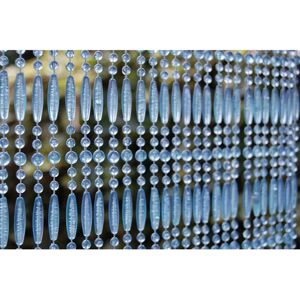 Rideau de porte en perles bleues et transparentes Frejus - Protection contre insectes - Publicité Rideau de porte en perles bleues et transparentes Frejus - Protection contre insectes - Publicité