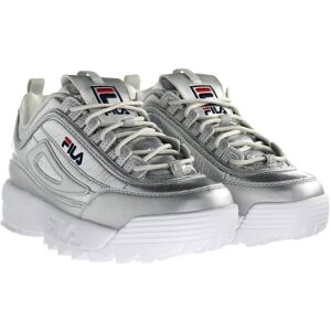Fila Disruptor F Low Lace-Up Silver Leather Womens Trainers - Womens Trainers Fila Disruptor F Low Lace-Up Silver Leather Womens Trainers - Womens Trainers