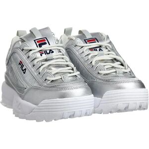 Fila Disruptor F Low Silver Leather Womens Trainers - Casual Footwear Fila Disruptor F Low Silver Leather Womens Trainers - Casual Footwear
