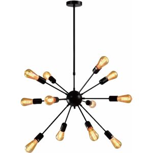 Zwarte Metalen Hanglamp QUVIO - 18 E27 Fittingen - 65x85x51cm Zwarte Metalen Hanglamp QUVIO - 18 E27 Fittingen - 65x85x51cm