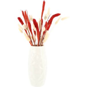 QUVIO Wit keramieken vaas met patroon - 21,5cm - Interieurdecoratie QUVIO Wit keramieken vaas met patroon - 21,5cm - Interieurdecoratie