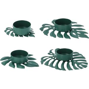 QUVIO Blad vorm kaarsenhouder set van 4 - Metaal - Groen - Hotel chique stijl QUVIO Blad vorm kaarsenhouder set van 4 - Metaal - Groen - Hotel chique stijl