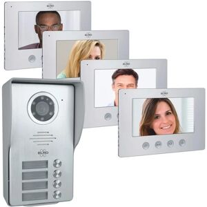 Elro DV477W4 Sistema di Videocitofono - 4 Appartamenti - Schermi a Colori da 7 Pollici - Telecamera con Visione Notturna - 16 Suonerie Elro DV477W4 Sistema di Videocitofono - 4 Appartamenti - Schermi a Colori da 7 Pollici - Telecamera con Visione Notturna - 16 Suonerie