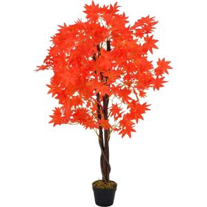 vidaXL Artificial Plant Maple Tree with Pot Red - 120cm - Artificial Tree vidaXL Artificial Plant Maple Tree with Pot Red - 120cm - Artificial Tree