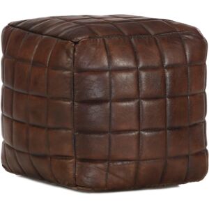 vidaXL Pouf marron foncé en cuir de chèvre - Pouf - Publicité vidaXL Pouf marron foncé en cuir de chèvre - Pouf - Publicité