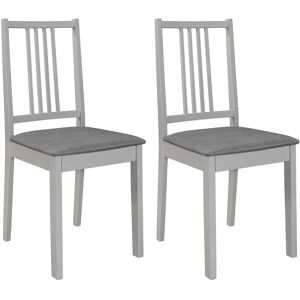 Ensemble de 2 chaises de salle à manger en bois massif gris vidaXL - Confortables et modernes - Publicité Ensemble de 2 chaises de salle à manger en bois massif gris vidaXL - Confortables et modernes - Publicité